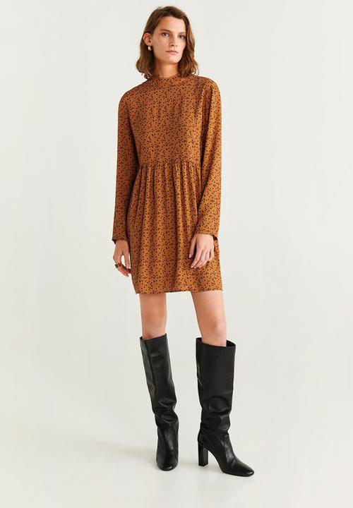MANGO - Carey dress - rust & black 