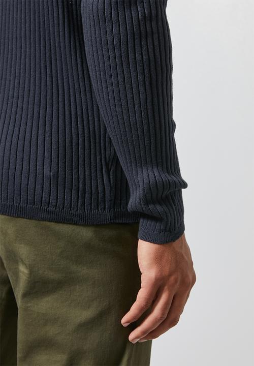 Superbalist - Ribbed slim fit crew neck knit - navy
