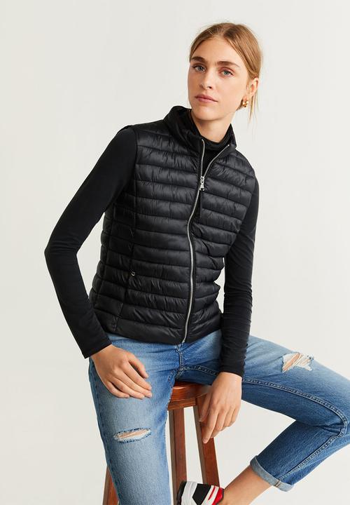 MANGO - Waistcoat blavest - black