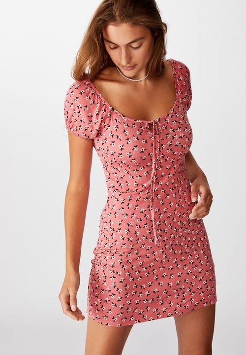 Cotton On - Izabel prairie mini dress aidan ditsy - pink