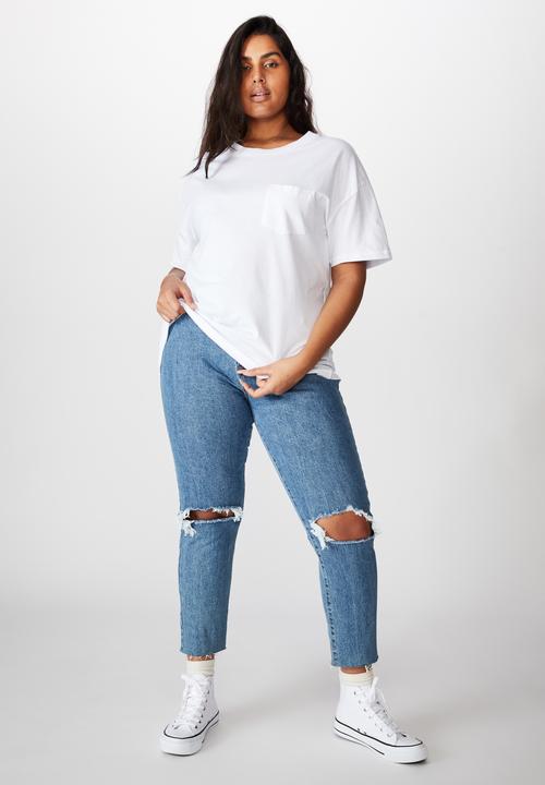 Cotton On - Curve the one boyfriend crew tee - white
