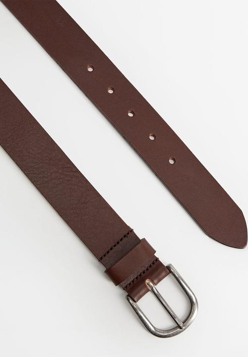MANGO - Ivan leather belt - brown