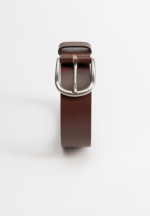 MANGO - Ivan leather belt - brown