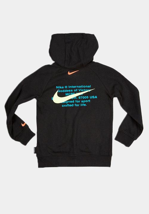 Nike - Nike boys swoosh hooded full zip jacket - black 