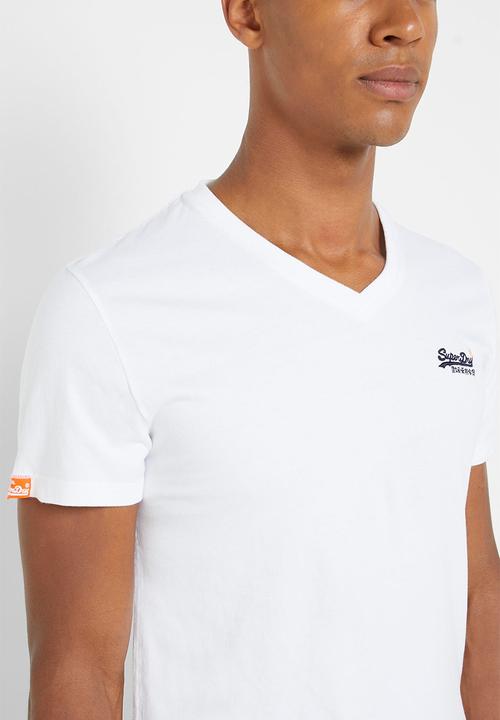 Superdry. - Orange label vintage embroidered v-neck tee - white
