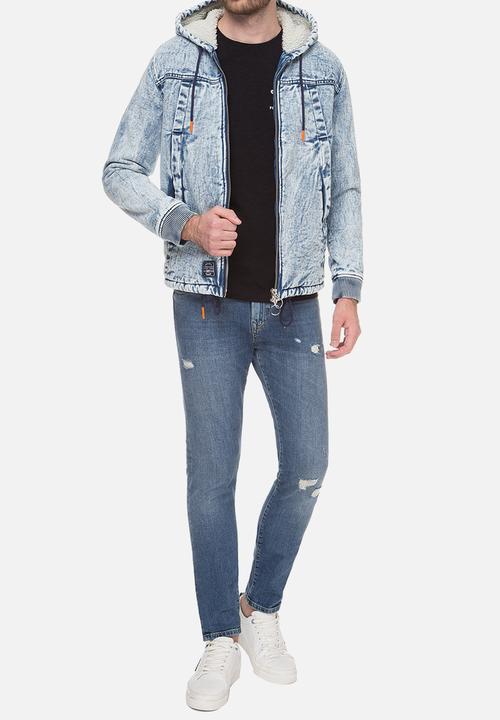 Superdry. - Hooded worker jacket - blue