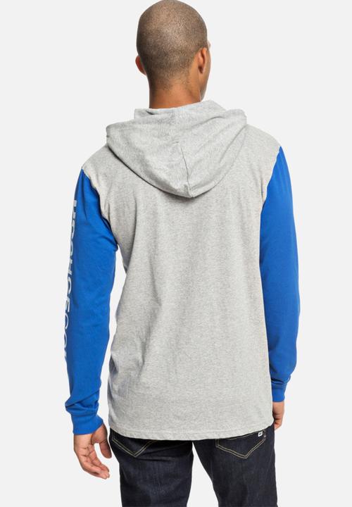 DC - Pullover colourblock LS hooded tee - grey & blue 