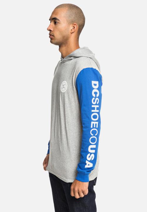 DC - Pullover colourblock LS hooded tee - grey & blue 