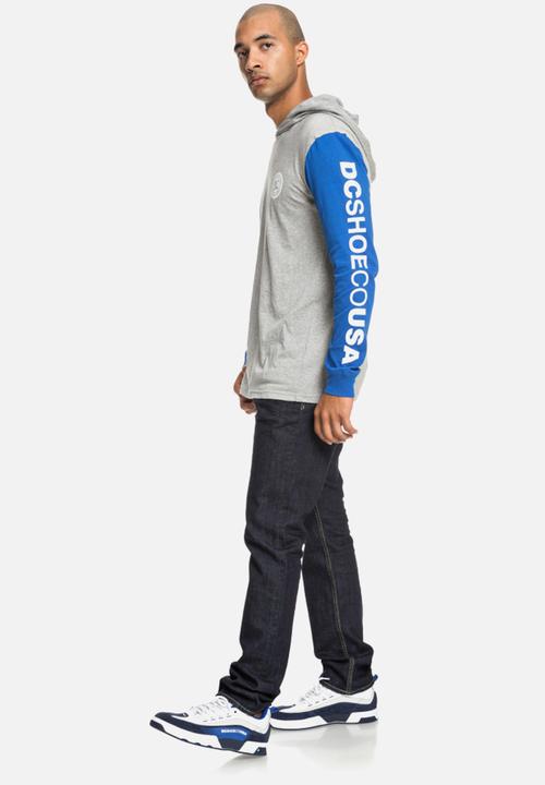 DC - Pullover colourblock LS hooded tee - grey & blue 