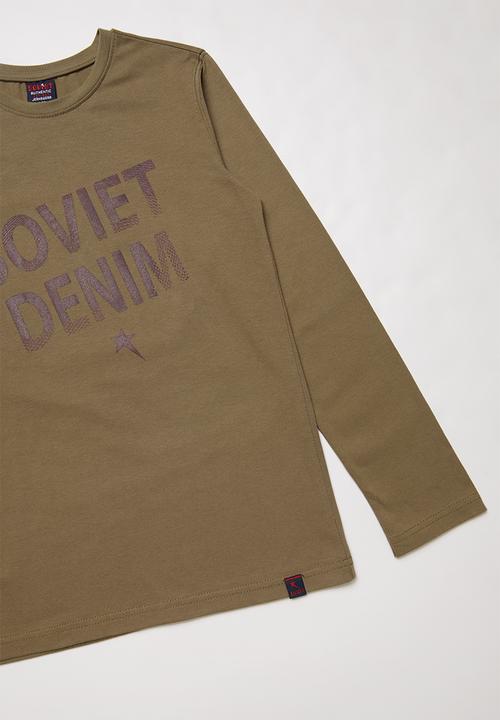 SOVIET - Blake long sleeve logo tee - brown