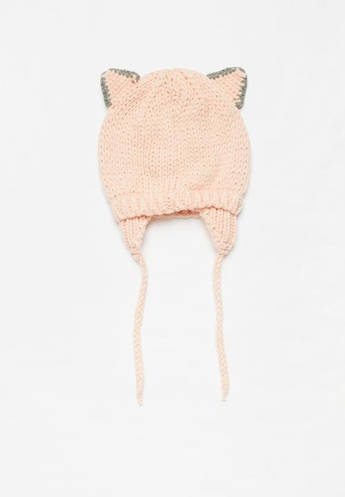 Pop Candy - Cat knitted hat - pink & grey