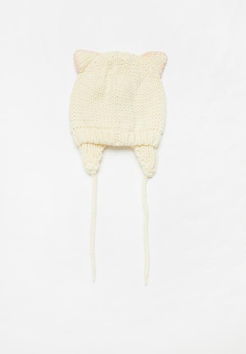 Pop Candy - Cat knitted hat - cream & pink