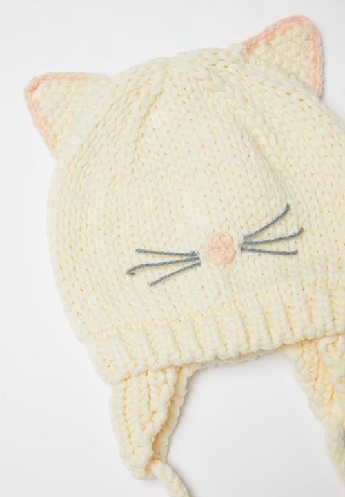Pop Candy - Cat knitted hat - cream & pink