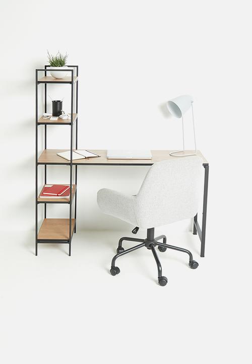 Sixth Floor - Hudson desk and shelf unit - black&natural