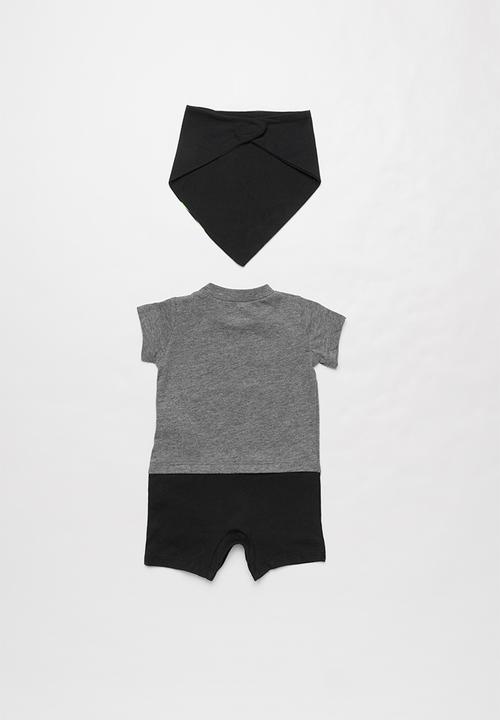 Nike - Have a nike day romper & bib - black & grey