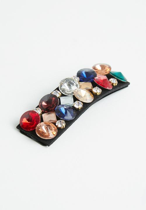 Superbalist - Multi-stone hair barrette - black