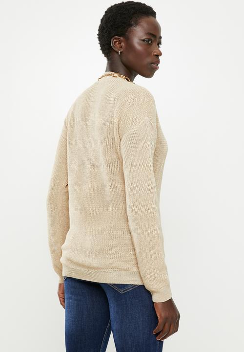 edit - Sparkle wrap jumper - beige