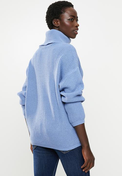 edit - Slouchy cowl neck jumper - blue