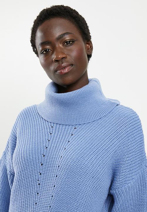 edit - Slouchy cowl neck jumper - blue