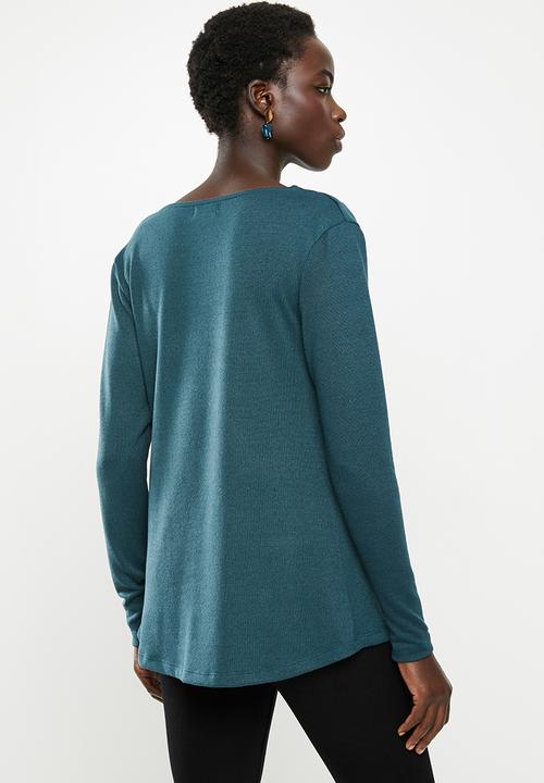 edit - Cowl neck cut & sew top - teal