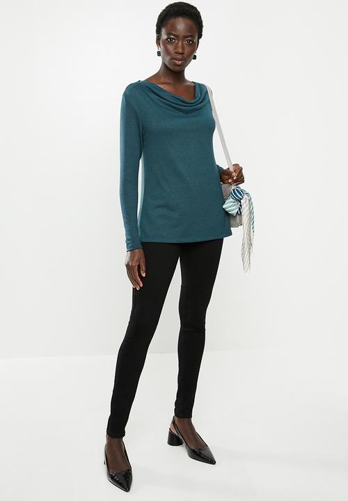 edit - Cowl neck cut & sew top - teal