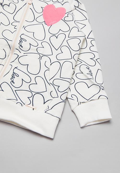 UP Baby - Baby girls heart jacket & pants set - white & black 