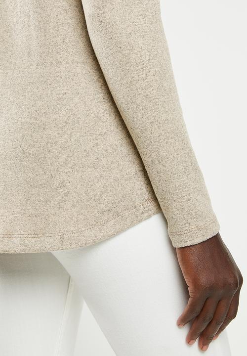 edit - Cowl neck cut & sew top - oatmeal 