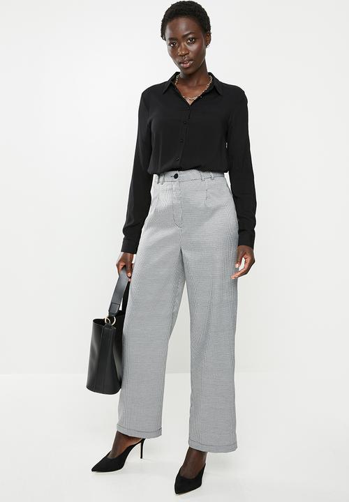 edit - Tailored wide leg pants - white & black
