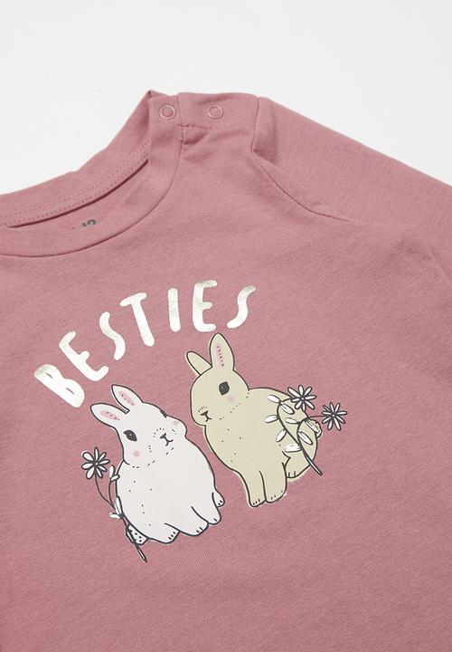 Cotton On - 2 Pack Jamie long sleeve tee - pink & peach 