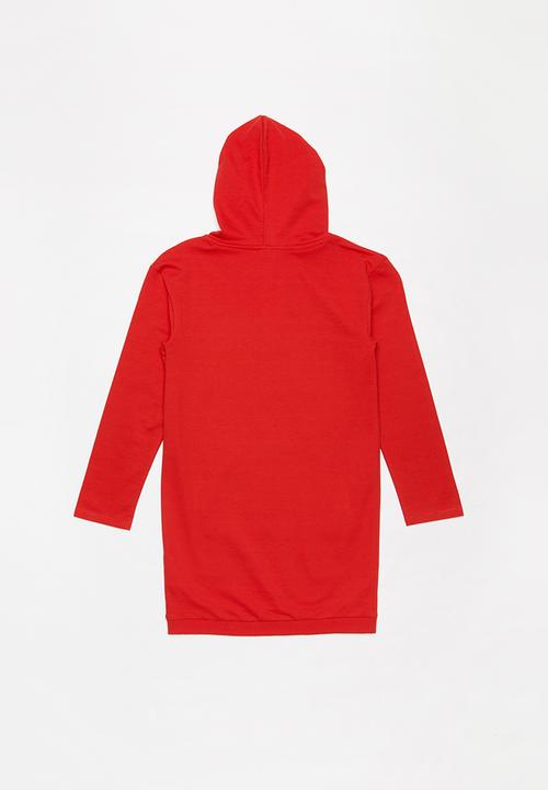 GUESS - Long sleeve longer length hoodie - red