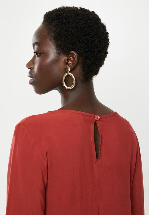 edit - Long sleeve shift dress - rust