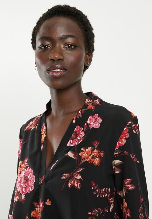 edit - Piecrust balloon sleeve blouse - multi
