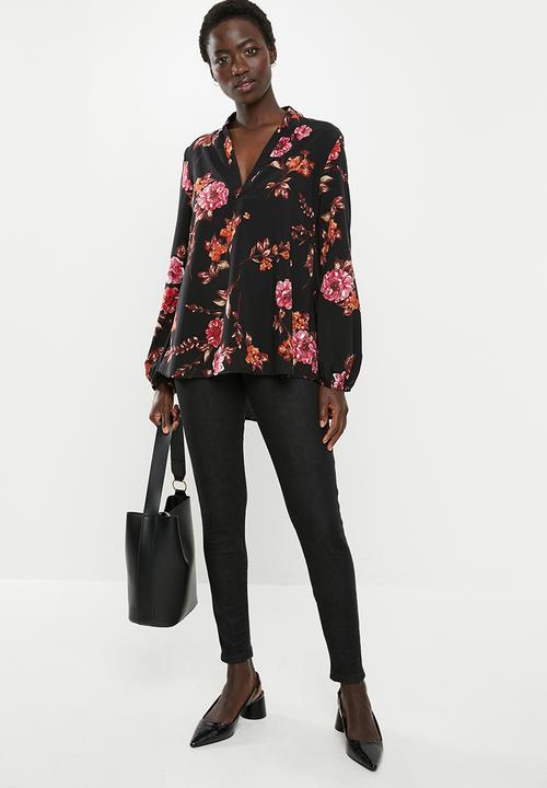 edit - Piecrust balloon sleeve blouse - multi