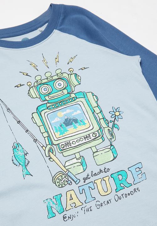 Cotton On - Tom long sleeve raglan tee - blue