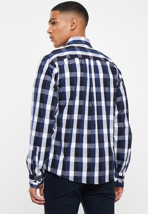 JEEP - Check regular fit shirt - navy & black