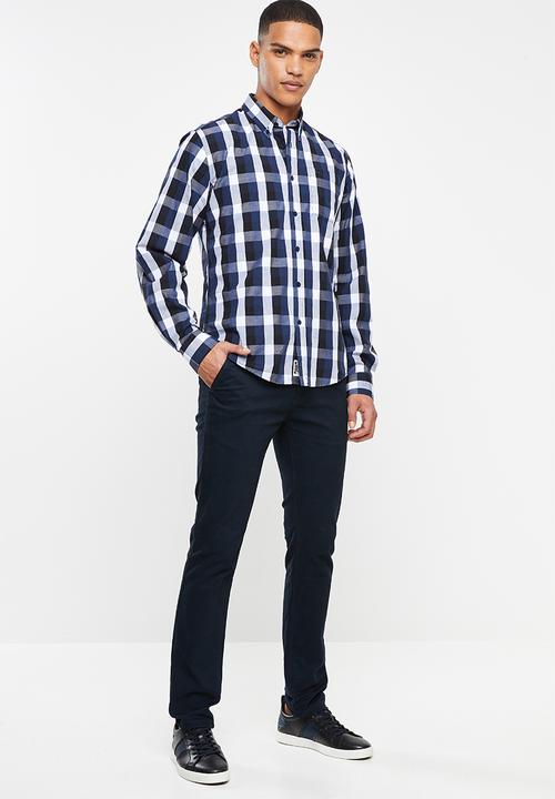 JEEP - Check regular fit shirt - navy & black