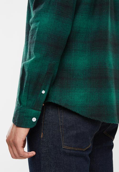 JEEP - Broad check long sleeve shirt - green & black