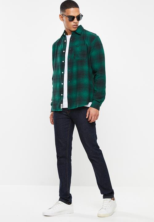 JEEP - Broad check long sleeve shirt - green & black