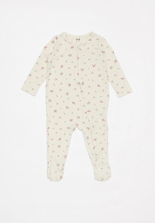 Cotton On - Long sleeve romper, legging & bib - floral fields