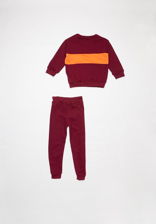 Pop Candy - Boys tracksuit set - maroon & orange