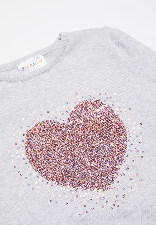 Pop Candy - Heart crewneck - grey