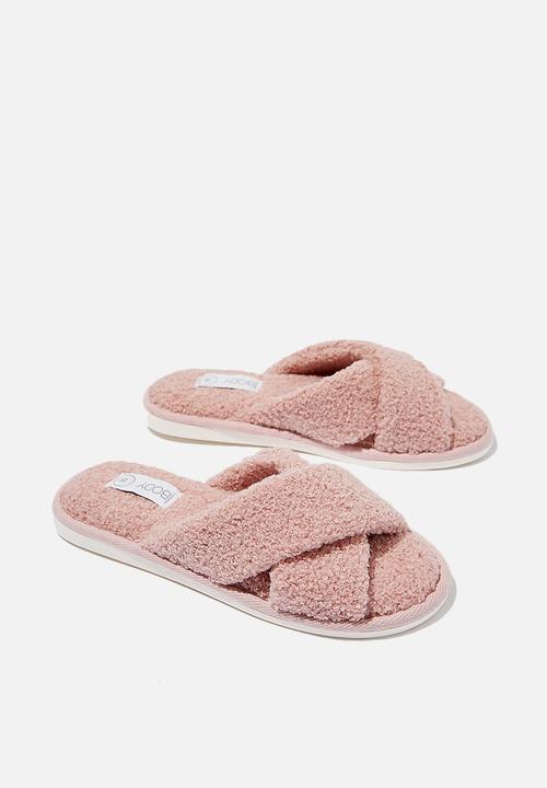 Cotton On - Arlie crossover slipper - blush teddy
