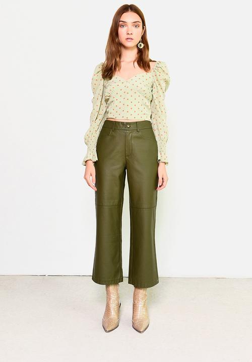 Glamorous - Petite puff sleeve blouse - green & orange