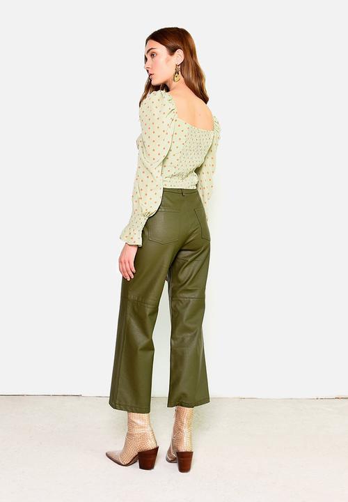 Glamorous - Petite puff sleeve blouse - green & orange