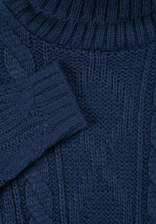 Superbalist - Roll neck cable jumper - navy