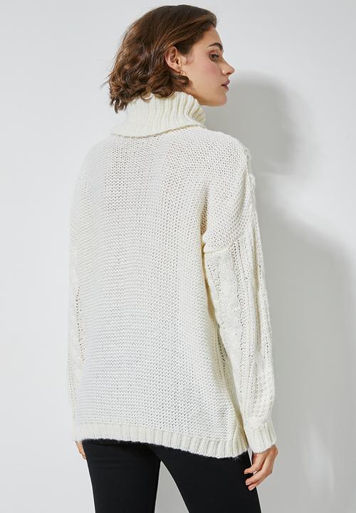 Superbalist - Roll neck cable jumper - cream