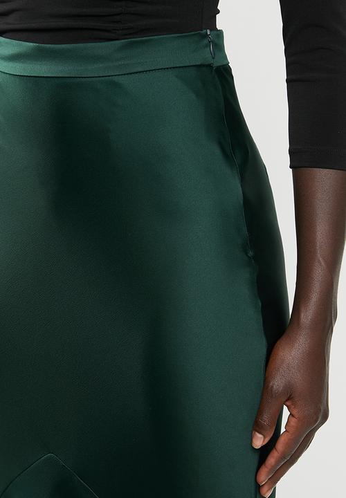 MILLA - Satin bias skirt - green