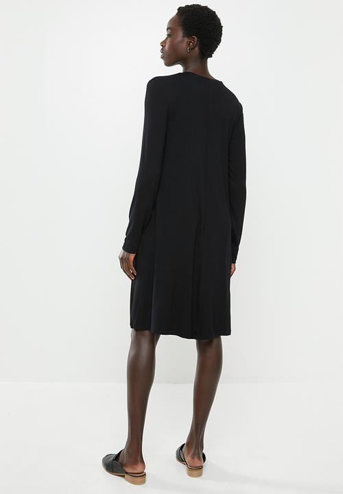 edit - Long sleeve trapeze dress - black