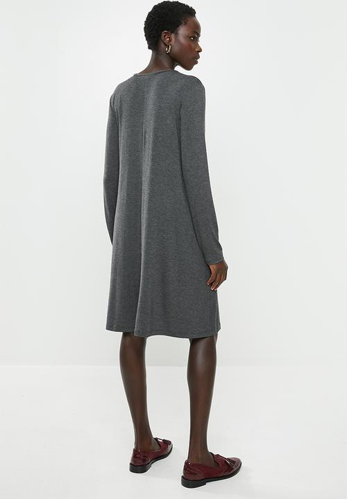 edit - Long sleeve trapeze dress - grey