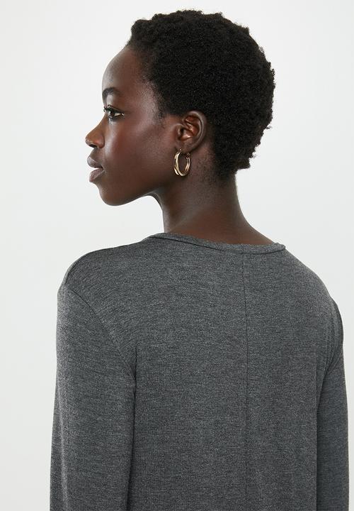 edit - Long sleeve trapeze dress - grey